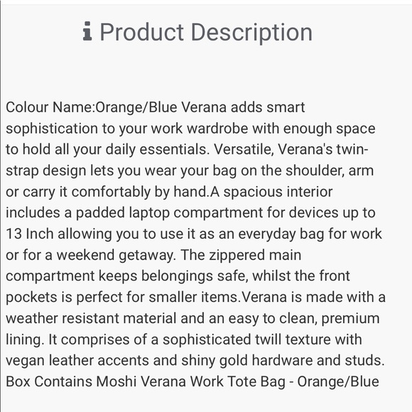 H🥳ST PICK! NIB! Moshi Verana Work Tote - Picture 9 of 10